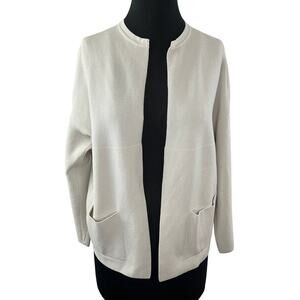 GentryPortofino Gentry Portofino Cream Long Sleeve Open Front Cardigan Sweater L